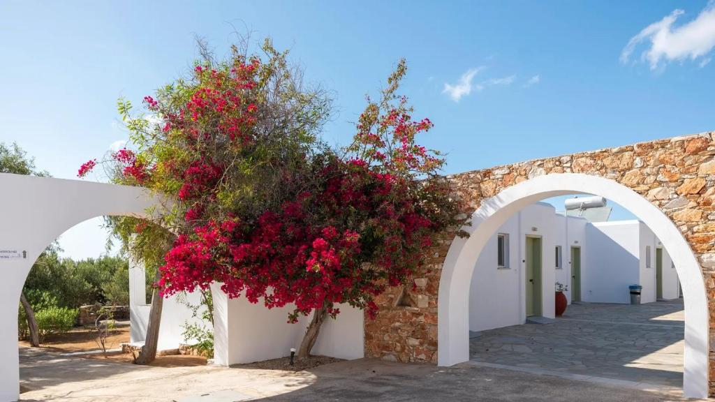 Ingresso del Parosland Hotel ad Aliki, Paros